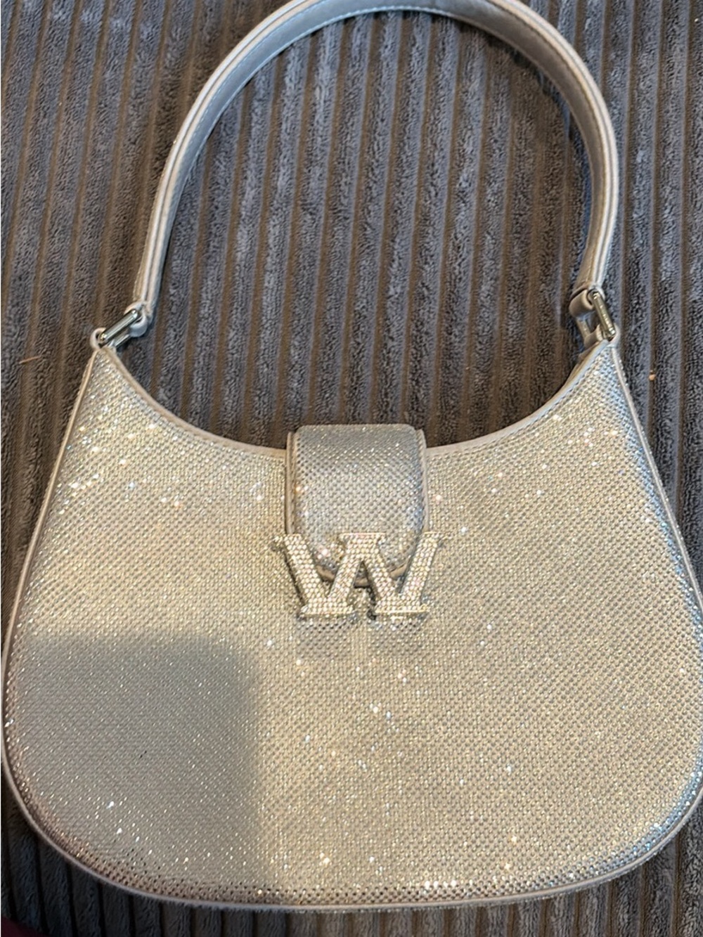 Alexander Wang Silver Crystal-Embellished Shoulder Bag